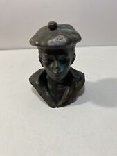 Real Bronze Metal Bust Whistling Boy Statue Classical Estate Collectible Vintage picture