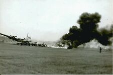 WW II - Usa  Photo --  Crashed + Burning  B-17 Heavy Bomber  .... picture