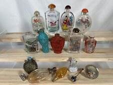 16PC Vintage Chinese Snuff Bottle LOT Reverse Painted Glass Agate Carved picture