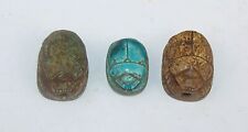 Rare Ancient Egyptian Antique 3 Scarab Amulet For Protection BC Egyptian Myths picture