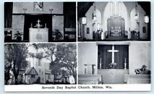 MILTON, Wisconsin WI ~ Interior SEVENTH DAY BAPTIST CHURCH Altar c1950s Postcard picture