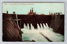 Bremerton WA-Washington, Flooding The Dry Dock, Vintage Postcard picture