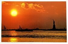 Statue of Liberty Sunset Over Lower New York Bay Postcard Unposted picture