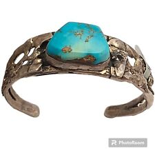 Navajo Vivian Barbone Sterling Silver High Grade Royston TURQUOISE Cuff Bracelet picture