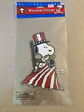 Snoopy Sewing Flag Patriotic Peanuts Window Cling Holiday Jelz Jelly New-2 Sided picture