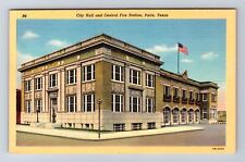 Paris TX-Texas, City Hall, Central Fire Station, Antique, Vintage Postcard picture