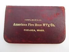 1888 American Fire Hose Mfg. Co. Chelsea Mass., Red Leather Advertising Note Pad picture
