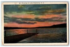1929 Evening At Lake Hopatcong Mountains Rustic Bridge New Jersey NJ Postcard picture
