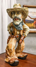 Old World Rustic Western Vintage Old Grit Cowboy With Guns Blazing Statue picture