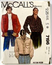 1980 McCalls Sewing Pattern 7196 Mens Shirt & Shirt-Jacket Size 46 Vintage 14089 picture
