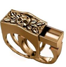 HIDDEN COMPARTMENT VINTAGE SKULL ROSE GOLD RING BRX062 mens womens jewelry stash picture