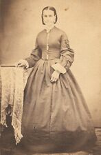 Old Vintage Antique CDV Photo Victorian Lady Woman Classic 19th Century Clothing picture
