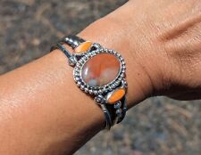 Navajo Bracelet Sterling Petrified Wood Women's sz 6.25 Native Jewelry NA Signed picture