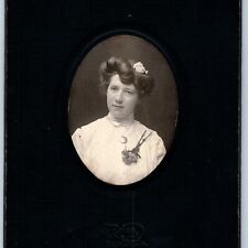c1900s Sioux City, Iowa Cute Lovely Woman Cabinet Card Oval Photo Rugg IA B4 picture