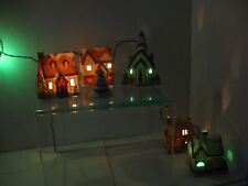 Pine Mountain Village Five Porcelain Light Up Houses & 1 Tree Christmas Holiday picture