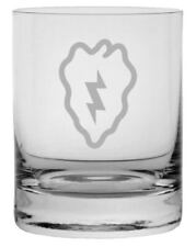 25th Infantry Division Military Etched 11oz Crystal Rocks Whisky Glass picture