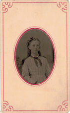 1860-1869 Tintype ID'd Annie L. Findlay Young Woman Girl Long Hair Photograph picture