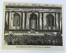 small 1882 magazine engraving ~ DEMONSTRATION IN FRONT OF LONJA, BARCELONA Spain picture