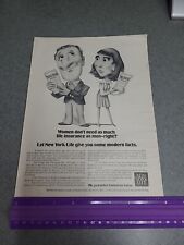 PRINT AD 1974 New York Life Insurance Modern Facts - Women Don’t Need As Much? picture