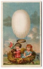 Victorian BROKEN EGG SWING Greeting Card 1880's Children Playing EASTER picture