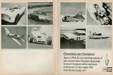 1964 Champion Spark Plugs Car Boat & Plane Racers - 2-Page Vintage Ad picture