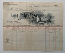 Vintage 1896 Billhead New York NYC John Egan Lumber Co FDNY ink stamp letterhead picture