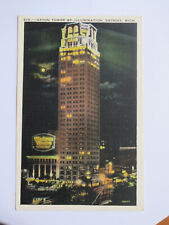 Eaton Tower by Illumination in Detroit MICHIGAN Vintage Linen Postcard picture