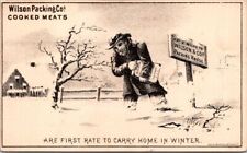 Wilson Packing Co Cooked Meats Man Winter Snow Storm Walking Home HQV1 picture