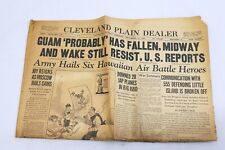 ORIGINAL Vintage Dec 14 1941 WWII Guam Falls Cleveland Plain Dealer Newspaper  picture