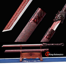 Red Sharp 1095Steel Japanese Ninja Sword Functional Sharp Straight Blade Ninjato picture