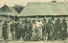 RARE - RPPC 1908 Antique PERU Village Rubber Farmers Cauchero Enel Rio Ucavali picture