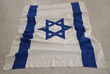 RARE LARGE VTG 50'S SEWN ISRAEL FLAG JUDAICA STAR DAVID 100% COTTON 133CM X 97CM picture