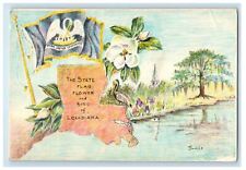 c1910 State Flag Flower and Bird of St. Martinville Louisiana LA Postcard picture