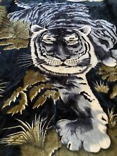 Vintage San Marcos Blanket Reversible Jungle Tiger Black & White  89” X 76” picture
