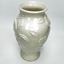 Lenox Ivory Vase Ceramic Floral Leaves Gold Trim  USA Made 10