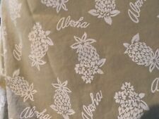TOMMY BAHAMA Flowered Gold w/White Pineapple/ALOHA 100% Cotton King Flat Sheet picture