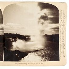 Niagara Falls River Moonlight Stereoview c1890 George Barker Strohmeyer NY H1119 picture