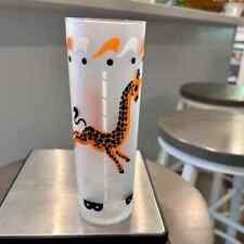 Libbey 1950s Orange Giraffe “Merry-Go-Round” Carousel Frosted High Ball Cooler picture