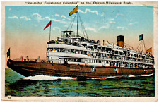 Postcard 1919 Steamship Christopher Columbus on the Chicago to Milwaukee Route picture