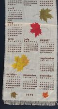 1979 Vintage Linen Calendar Fall Leaves PERFECT FOR SMALL WINDOW & HOLIDAY GIFT picture