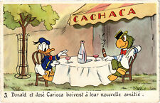 WALT DISNEY, DONALD AND JOSÉ CARIOCA PC, Vintage Postcard (b48157) picture