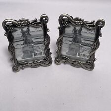 Vintage Ornate Antiqued Silver Toned Metal Picture Photo Frame  For2.5”x2” Photo picture