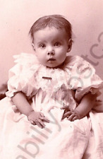 Antique Janesville, Wi. Cabinet Card Adorable Infant Girl Frilly Trim Lace Dress picture