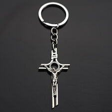Jesus on the Cross INRI Design Silver Color Keychain Charm Pendant Key Ring Gift picture