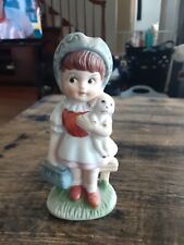 Vintage Little Girl with Puppy Porcelain Figurine Handpainted 4.5