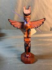 Hand Carved Alaska Black Diamond Native American Indian Totem Pole Wood Carving picture