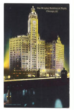 Chicago Illinois IL Postcard Wrigley Building Night View picture