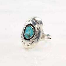 Vintage Native American Silver Ring Turquoise Shadowbox Sterling Size 7 1/2 picture