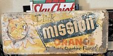 1930’s RARE DRINK MISSION ORANGE California Sunshine Flavor Embossed Metal Sign picture