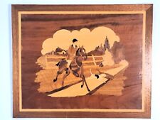 Vintage Marquetry Wood Hunt Scene picture